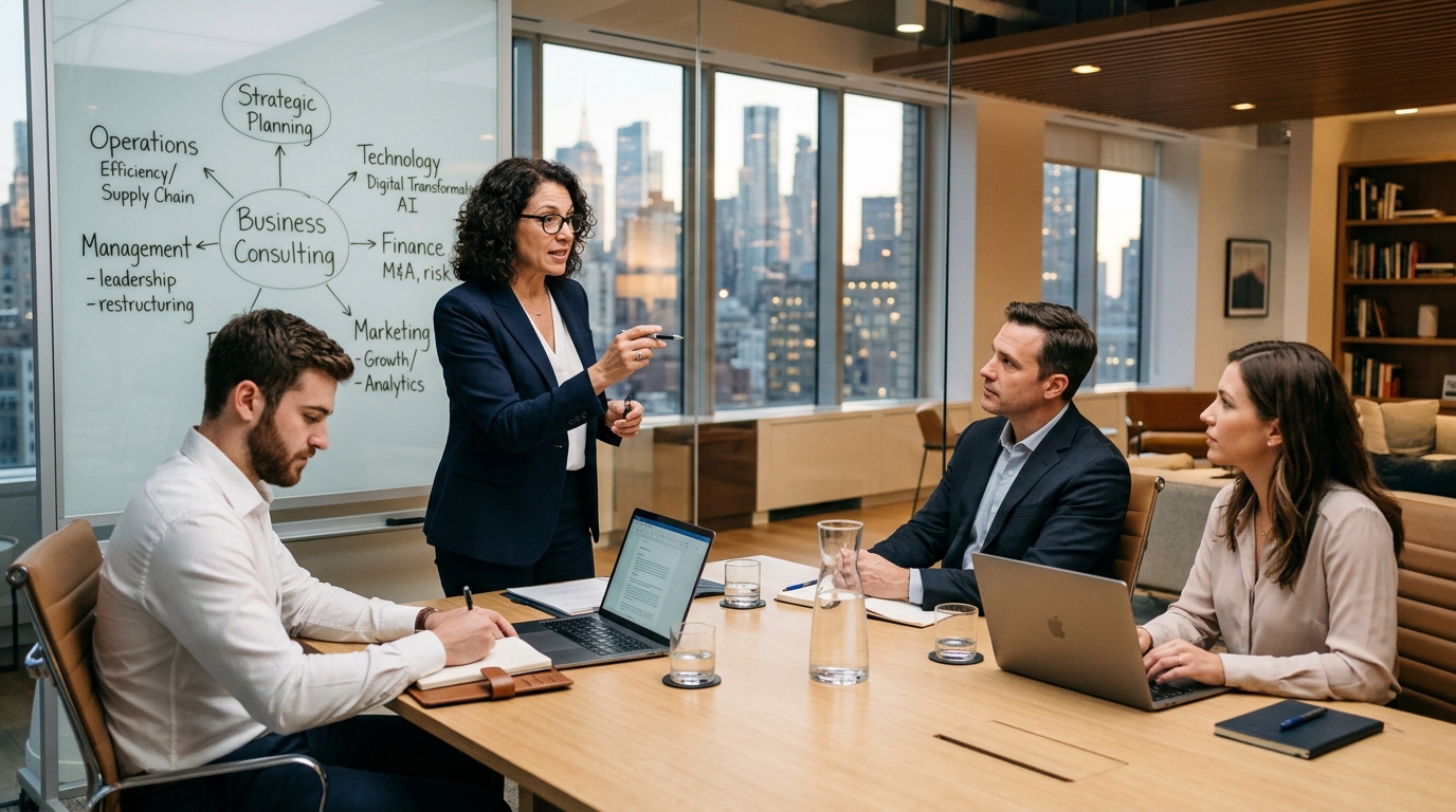 Les principaux types de conseil en entreprise : stratégie, management, IT et plus